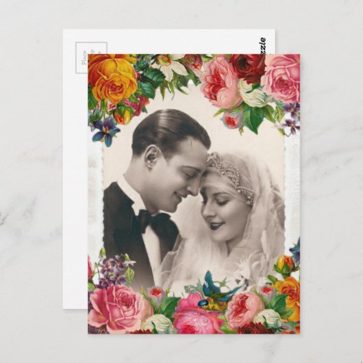 paar in Rozen van liefdesweddenschappen Briefkaar Briefkaart (Voorkant / Achterkant)