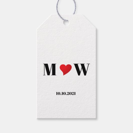 Paar initialen A houdt B rood hart aan Cadeaulabel (Voorkant)