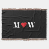 Paar initialen A houdt B rood hart aan Deken (Voorkant)