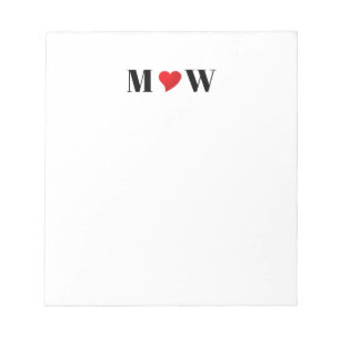 Paar initialen A loven B rood hart aanpassen Notitieblok