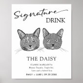 Paar Kat Bruiloft Handtekening Drink Teken Poster (Voorkant)