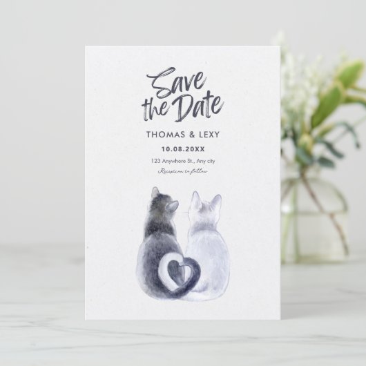 Paar kat bruiloft kaart (Staand voorkant)