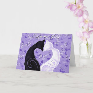 Paar Kat Romantisch Liefde Valentijnsdag Kaart