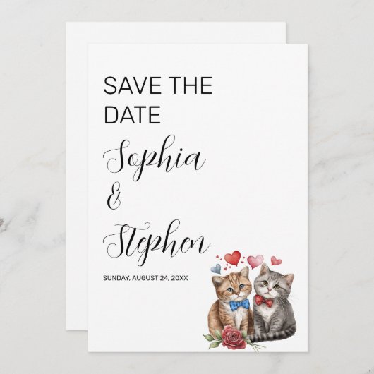 Paar Katten in Liefde Save The Date (Voorkant / Achterkant)