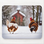 Paar Kippen In Sneeuw Muismat (Voorkant)