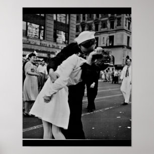 Paar Kiss in New York als Japanse Surrenders WWII Poster