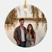 Paar krans namen | Trouwdatum Foto Keepsake Keramisch Ornament (Achterkant)