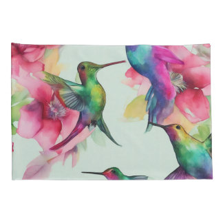 Paar Kussen hoesjes Bloemen Humming Bird Kussensloop