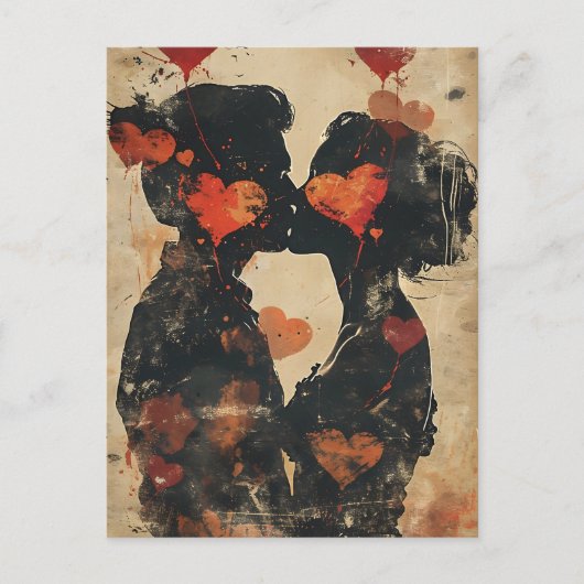 Paar kussen Valentijnsdag Briefkaart (Voorkant)