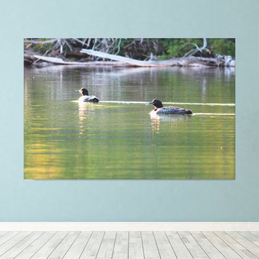 paar leeuwen canvas afdruk (Insitu (Houten vloer))