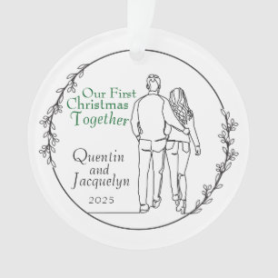 Paar lopen Eerste Kerst Acryl Ornament