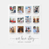 Paar Love Story 12 Foto Snapshot Lijst Fleece Deken (Voorkant)