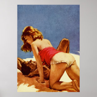 Paar Making Love - Retro Pulp Hoesje Art Poster