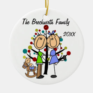 Paar met aangepaste feestdag voor Toddler Boy Keramisch Ornament