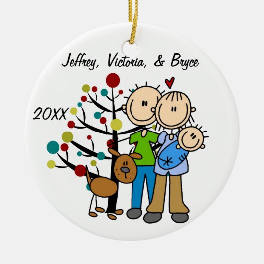 Paar met babyjongen en Aangepaste versiering van h Keramisch Ornament (Voorkant)