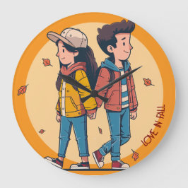 Paar met handen samen in de herfst grote klok