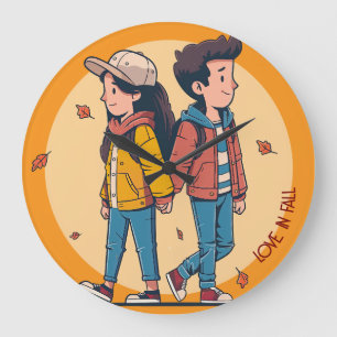 Paar met handen samen in de herfst grote klok
