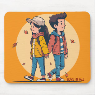 Paar met handen samen in de herfst muismat