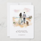 Paar met Hond Waterverf Sjabloon Bruiloft Uitnodig Kaart (Achterkant)
