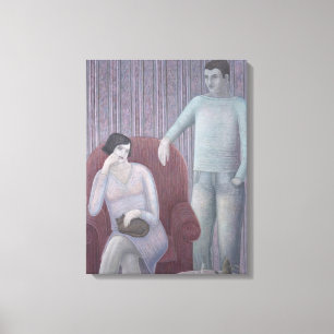 Paar met kat 2008 canvas afdruk