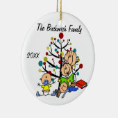 Paar Met Meisje, Twee Jongens Custom Vakantie Orna Keramisch Ornament (Rechts)