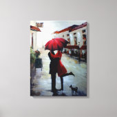 paar met paraplu en dog canvas (Voorkant)