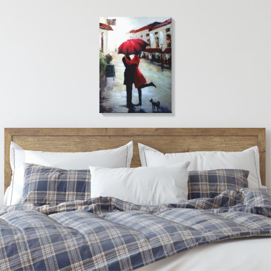 paar met paraplu en dog canvas (Insitu (Slaapkamer))