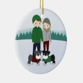 Paar met twee schnauzers kerstversiering keramisch ornament (Rechts)