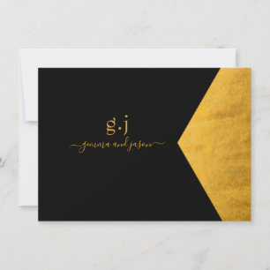 Paar Monogram Minimalist Faux Gold Folie Zwart Notitiekaartje