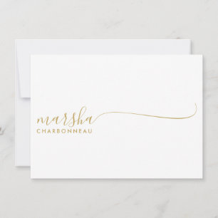 Paar Monogram Minimalistisch Goud Script Notitiekaartje