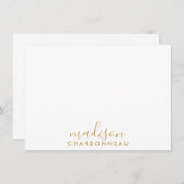 Paar Monogram Minimalistisch Goud Script Notitiekaartje (Voorkant / Achterkant)