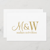 Paar Monogram Minimalistisch Goud Script & Serif Notitiekaartje (Voorkant / Achterkant)