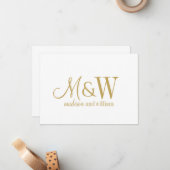 Paar Monogram Minimalistisch Goud Script & Serif Notitiekaartje (Voorkant / Achterkant in situ)