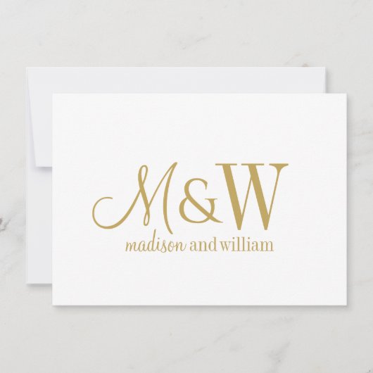Paar Monogram Minimalistisch Goud Script & Serif Notitiekaartje (Voorkant)