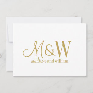 Paar Monogram Minimalistisch Goud Script & Serif Notitiekaartje