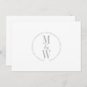 Paar Monogram Minimalistisch Grijs Notitiekaartje (Voorkant / Achterkant)