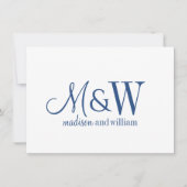 Paar Monogram Minimalistisch Navy Script & Serif Notitiekaartje (Voorkant)