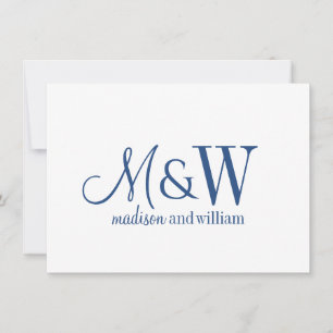 Paar Monogram Minimalistisch Navy Script & Serif Notitiekaartje