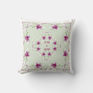 Paar Monogram Rode Groene Orchideeën Pillow Kussen