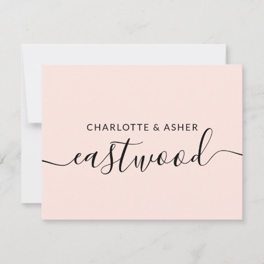Paar Naam Blush Pink Wedding Monogram Notitie Kaar Notitiekaartje (Voorkant)