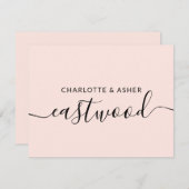 Paar Naam Blush Pink Wedding Monogram Notitie Kaar Notitiekaartje (Voorkant / Achterkant)