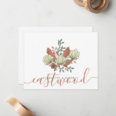 Paar Naam Bruiloft Monogram Bloemen Notitiekaartje (Voorkant / Achterkant in situ)