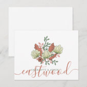 Paar Naam Bruiloft Monogram Bloemen Notitiekaartje (Voorkant / Achterkant)