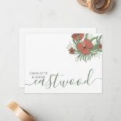 Paar Naam Bruiloft Monogram Bloemen Notitiekaartje (Voorkant / Achterkant in situ)