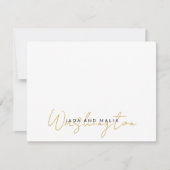 Paar Naam Bruiloft Monogram Goud Script Naam Notitiekaartje (Voorkant)