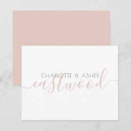 Paar naam Stusty Pink Monogram Notitie Kaart Notitiekaartje