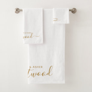 Paar naam Weddenschap Monogram Bad Handdoek