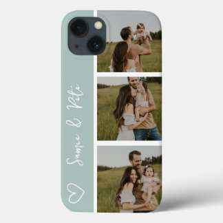 Paar namen 3 foto's collage raster i Phone case
