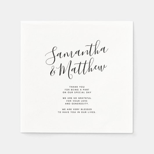 Paar namen dank u bericht bruiloft servet (Voorkant)