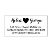 Paar namen + hart, bruid & bruidegom retouradres 	rubberstempel (Afrduk)